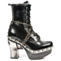 Ботинки M.Z008-C40 NOMADA NEGRO, BOX PLANE, PLATF.ZUECO NEGRO-ACERO New Rock M.Z008-C40 - маленькая картинка