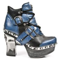 Ботильоны M.Z010-C3 NOMADA AZUL ITALI NEGRO PL ZUECO NEGRO PIEDRA ENT New Rock M.Z010-C3 - маленькая картинка