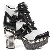 Ботильоны M.Z010-C5 NOMADA NEGRO NAPA BLANCA PL ZUECO NEGRO PIEDRA ENT New Rock M.Z010-C5 - маленькая картинка
