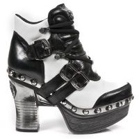 Ботильоны M.Z010-C5 NOMADA NEGRO NAPA BLANCA PL ZUECO NEGRO PIEDRA ENT New Rock M.Z010-C5 - маленькая картинка