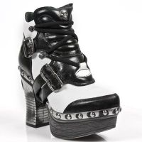Ботильоны M.Z010-C5 NOMADA NEGRO NAPA BLANCA PL ZUECO NEGRO PIEDRA ENT New Rock M.Z010-C5 - маленькая картинка