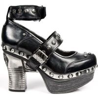 Туфли M.Z015-C1 NOMADA NEGRO, NOMDA NEGRO, BOX PLANE, P.ZUECO NEGR New Rock M.Z015-C1 - маленькая картинка