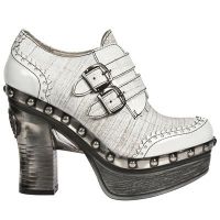 Туфли M.Z016-L1 CHAROL BLANCO RASPADO BLANCO PL ZUECO NEGRO PIEDRA New Rock M.Z016-L1 - маленькая картинка