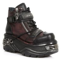 Ботинки M.1065-C1 ITALI NEGRO BOX ROJO METAL GRABADO DIAMANTE TURBO New Rock M.1065-C1 - маленькая картинка