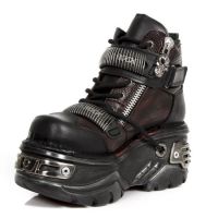 Ботинки M.1065-C1 ITALI NEGRO BOX ROJO METAL GRABADO DIAMANTE TURBO New Rock M.1065-C1 - маленькая картинка