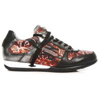 Ботинки M.HY001-S2 RAW NEGRO, VINTAGE FLOWER POLAR ROJO, BOX PLANE New Rock M.HY001-S2 - маленькая картинка
