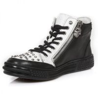 Ботинки M.PS029-C1 RAW NEGRO VINTAGE FLOWER BLANCO PLATA PISA NEGRO New Rock M.PS029-C1 - маленькая картинка