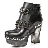 Ботильоны M.Z007-R2 ITALI NOMADA NEGRO BOX PLANE PL ZUECO NEGRO PIEDRA New Rock M.Z007-R2 - маленькая картинка