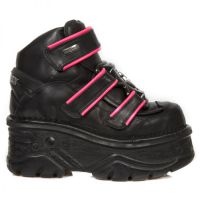 Ботинки CRUST NEGRO, RIBETE FLUOR FUCSIA, TURBO NEGRO New Rock M.1078-S3 - маленькая картинка