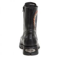 Сапоги NOMADA NEGRO BORDADOS GRIS LLAMAS FUEGO MOTORCYCLE New Rock M.7645-C1 - маленькая картинка