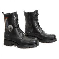 Сапоги NOMADA NEGRO BORDADOS GRIS LLAMAS FUEGO MOTORCYCLE New Rock M.7645-C1 - маленькая картинка