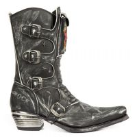 Казаки M.WST022-S1 VINTAGE RASPADO NEGRO BORDADOS GRIS LLAMAS FUEGO New Rock M.WST022-S1 - маленькая картинка