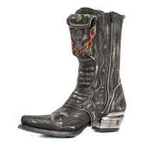 Казаки M.WST022-S1 VINTAGE RASPADO NEGRO BORDADOS GRIS LLAMAS FUEGO New Rock M.WST022-S1 - маленькая картинка