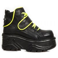 Ботинки M.1077-S1 CRUST NEGRO, RIBETE FLUOR AMARILLO, TURBO NEGRO New Rock M.1077-S1 - маленькая картинка