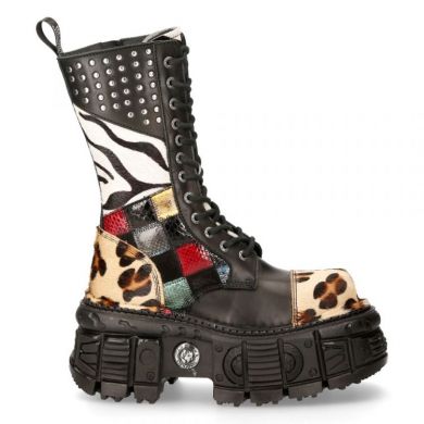Сапоги M-MILI244-C1 LEOPARDO PELO MARRON, CRUST NEGRO, PATCHWORK ROJO AMARILLO VERDE, CEBRA NEGRA, TANK NEG New Rock M.MILI244-C1 - маленькая картинка