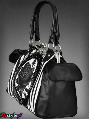 Сумка Black rose neo-victorian bag in black and white vertical stripes Re-Style Black rose neo-victorian bag in black and white vertical stripes Изображение 4