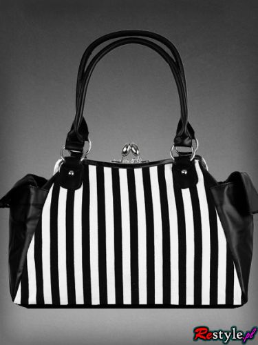 Сумка Black rose neo-victorian bag in black and white vertical stripes Re-Style Black rose neo-victorian bag in black and white vertical stripes Изображение 6