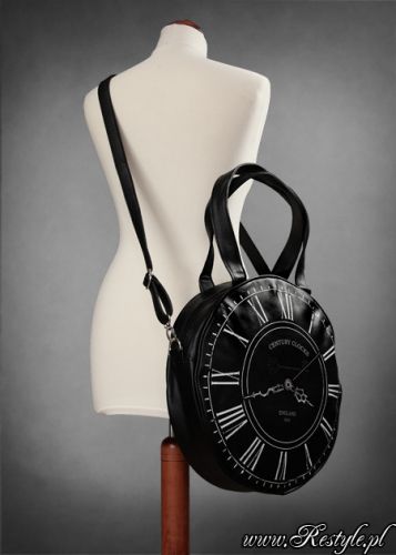  Watch bag " BLACK CLOCK-LARGE" round gothic handbag A4 Re-Style Watch bag " BLACK CLOCK-LARGE" round gothic handbag A4  5