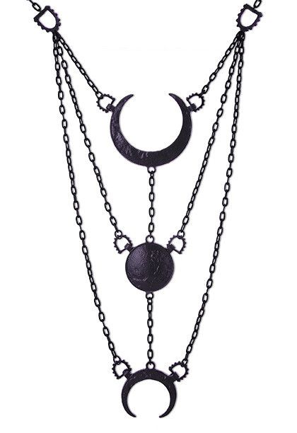  "MOON PHASES BLACK NECKLACE" Long Crescent pendant, luna Re-Style "MOON PHASES BLACK NECKLACE" Long Crescent pendant, luna  1