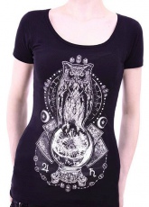  black t-shirt "OCCULT OWL" magic bowl, moon, gothic blouse Re-Style black t-shirt "OCCULT OWL" magic bowl, moon, gothic blouse -  