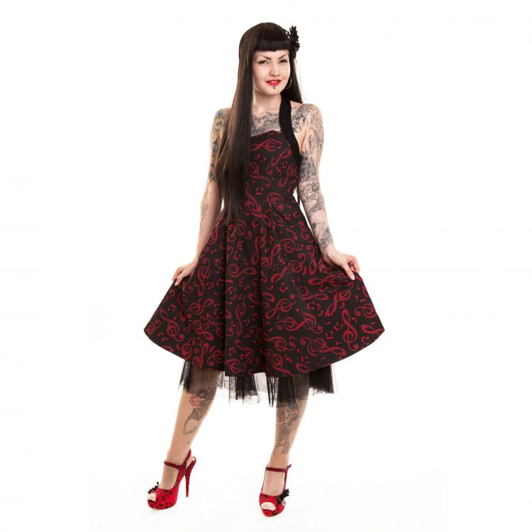  KASIE DRESS LADIES RED/BLACK Rockabella D-KASIE-RB  1
