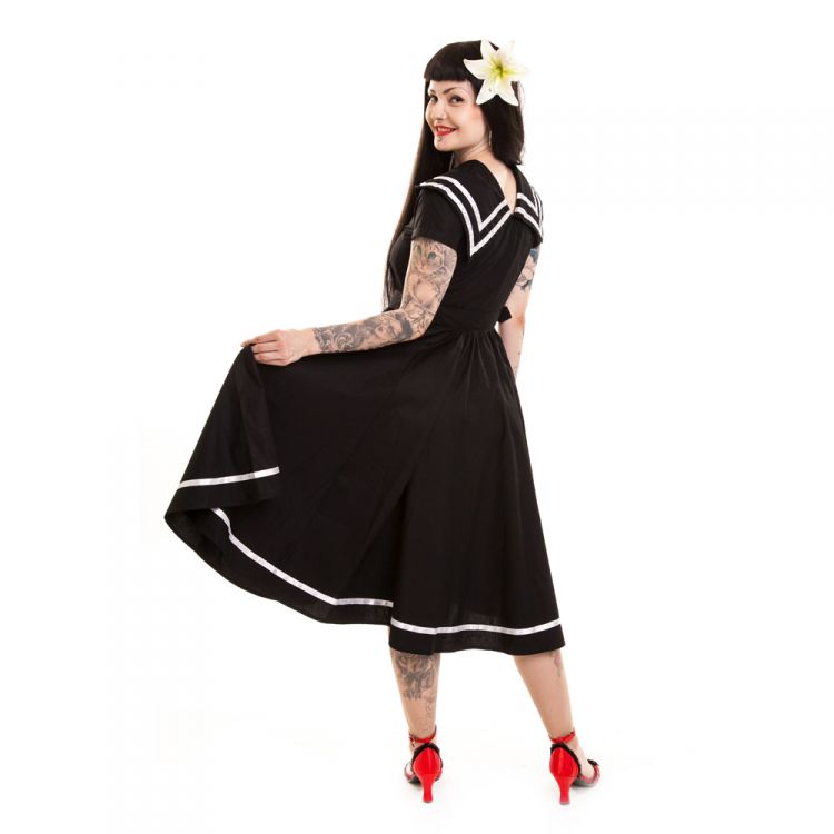 SAIL AWAY DRESS LADIES BLACK/WHITE Rockabella D-SAWAY-BW  2