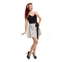  ANINA ROMPER DRESS LADIES POLKA BLACK/WHITE - 