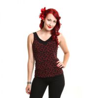  CHRISTAL TOP LADIES CHERRY BLACK RED - 