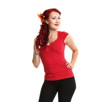  JACKIE TOP LADIES POLKA RED BLACK - 