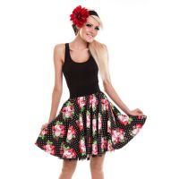  SWING SKIRT LADIES BLACK/ROSE POLKA - 