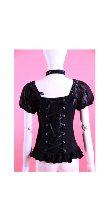  cap sleeves shirt with choker RQ-BL 21025bk /  /  /  /  5