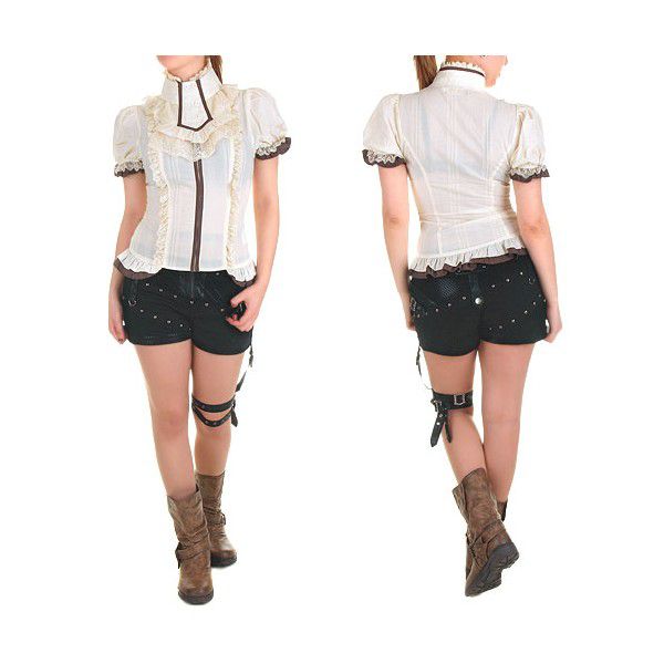  c  Cap sleeves shirt White RQ-BL SP012wh  4