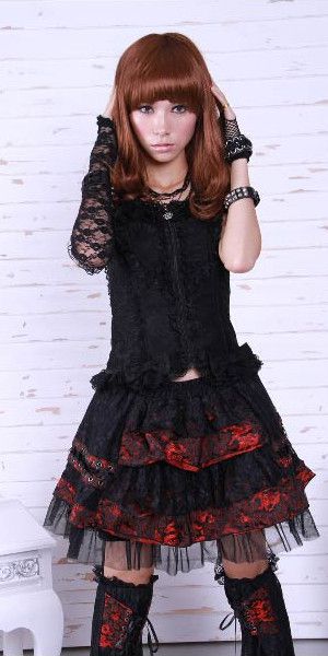 Юбка с гетрами Gothic short skirts Black/Red RQ-BL 21050br Изображение 3