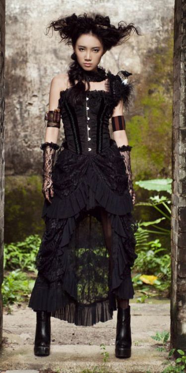  Stampunk Lace Long skirt Black RQ-BL SP067bk  7
