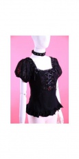 Блузка cap sleeves shirt with choker RQ-BL 21025bk / Аниме / Косплей / Лолита / - маленькая картинка