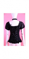 Блузка cap sleeves shirt with choker RQ-BL 21025bk / Аниме / Косплей / Лолита / - маленькая картинка