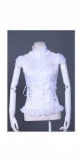 Блузка c жабо short sleeves shirt RQ-BL 21061w / Аниме / Косплей / Лолита / - маленькая картинка