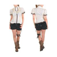 Блузка c жабо Cap sleeves shirt White RQ-BL SP012wh - маленькая картинка