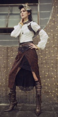  Steampunk Long Skirt Black/Red RQ-BL SP149br -  