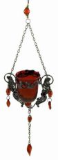  T-Light Holder With Hanging Glass Red - 