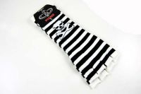 Перчатки Glove Long Black And White Stripes With White Skull Cleopatra 91852 - маленькая картинка