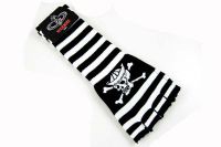  Glove Long Black And Whitestripes With Skull - 
