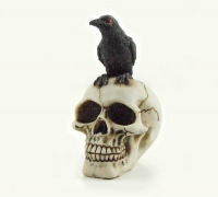  Skull Ivory With Corbie Bird - 