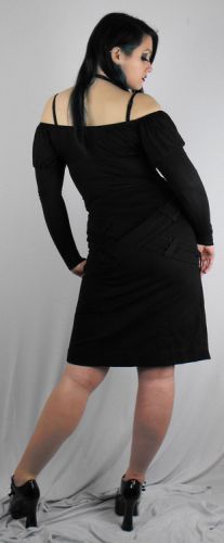  Black Split Knee Length Skirt Necessary Evil NE29006B  2