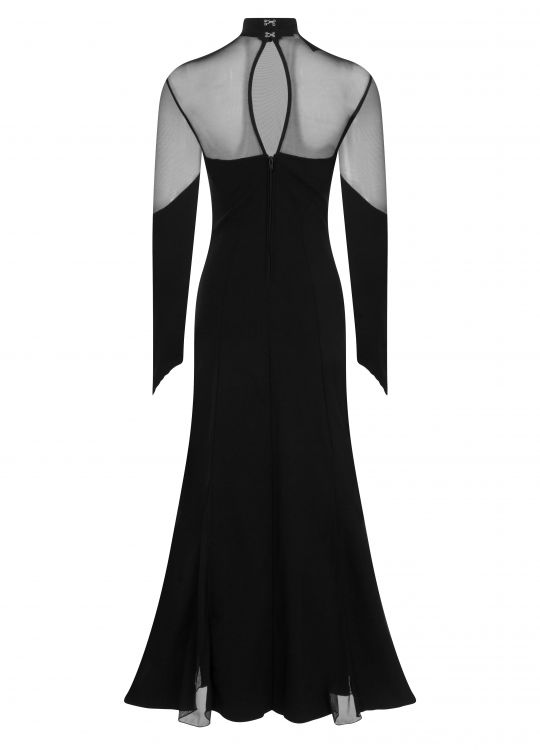 Черное полупрозрачное платье NECESSARY EVIL AMATERASU MESH MAXI DRESS Necessary Evil N1339 / Готический стиль / Изображение 6