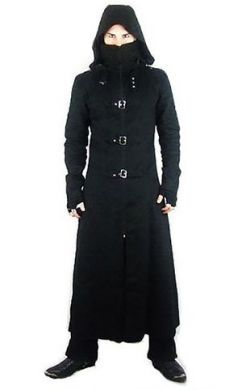 Рок пальто на молнии с капюшоном =Men's Highwayman Full Length Coat= Necessary Evil NE09018 / Панк Рок Хард Рок / - маленькая картинка