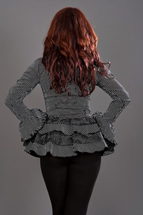  Gothic black white striped jacket - Attitude Burleska attitude-jacket-white-stripe  2