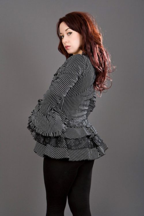  Gothic black white striped jacket - Attitude Burleska attitude-jacket-white-stripe  3