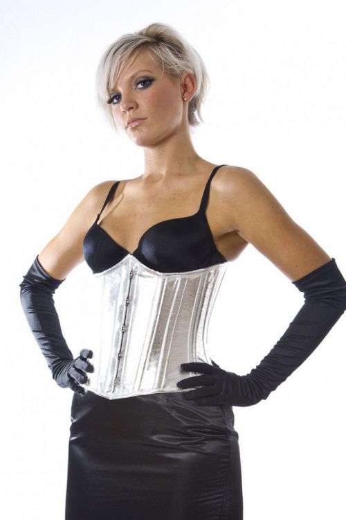  Candy underbust waist cincher metallic silver vinyl Burleska candy-underbust-corset-metallic-silver  1