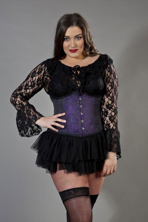  Candy underbust plus size waist training corset in purple brocade Burleska candy-underbust-corset-purple-brocade-plus  1